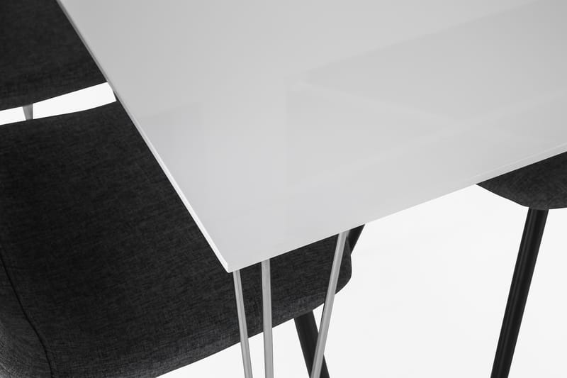 Kronblom Spisebordssæt 120cm m. 4 Nibe Stole - Hvid/Grå/Sort - Spisebordssæt