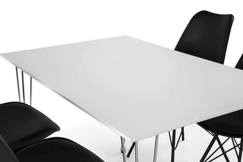 Kronblom Spisebordssæt 120cm m. 4 Shell Stole - Hvid/Sort - Spisebordssæt