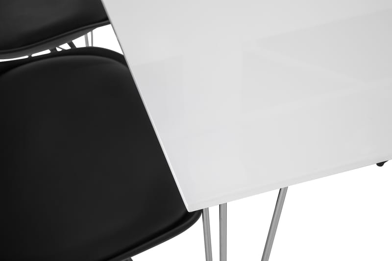 Kronblom Spisebordssæt 120cm m. 4 Shell Stole - Hvid/Sort - Spisebordssæt