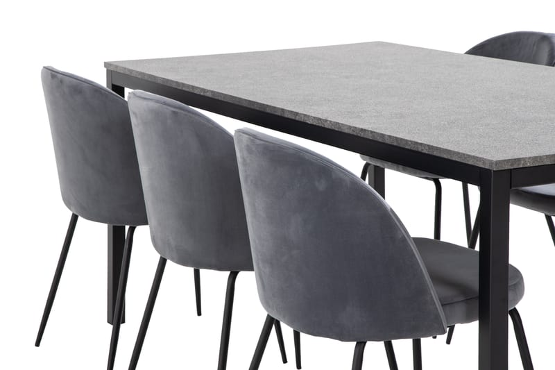 Kullaberg Spisebordssæt med 6 stk Felipe Spisebordsstole - Grå - Spisebordssæt