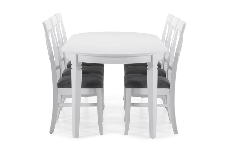 Läckö Spisebord 200 cm Oval - Hvid - Spisebordssæt