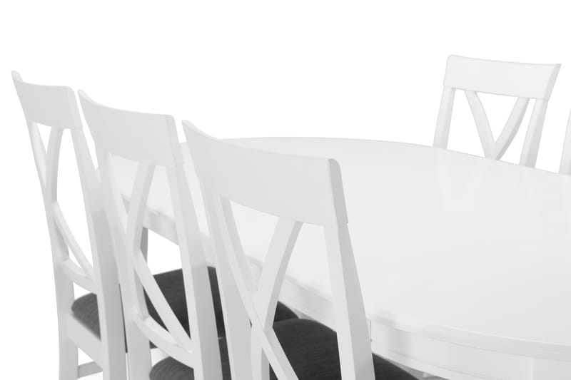 Läckö Spisebord 200 cm Oval - Hvid - Spisebordssæt