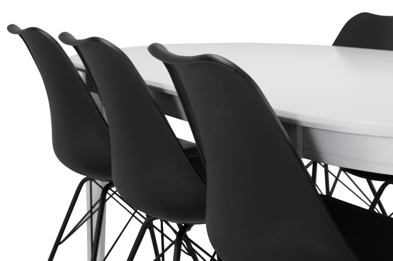 Läckö Spisebord 200 cm Oval - Hvid/Sort - Møbler - Borde - Spisebordssæt