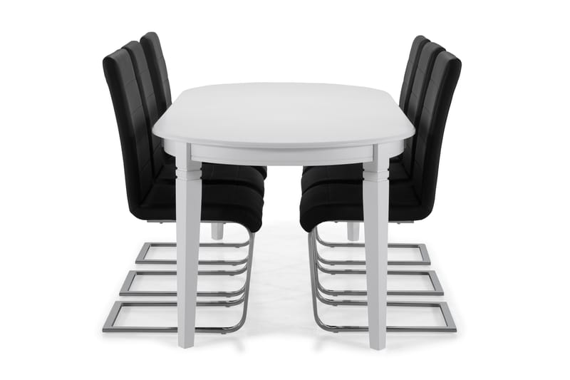 Läckö Spisebord 200 cm Oval - Hvid/Sort - Møbler - Borde - Spisebordssæt