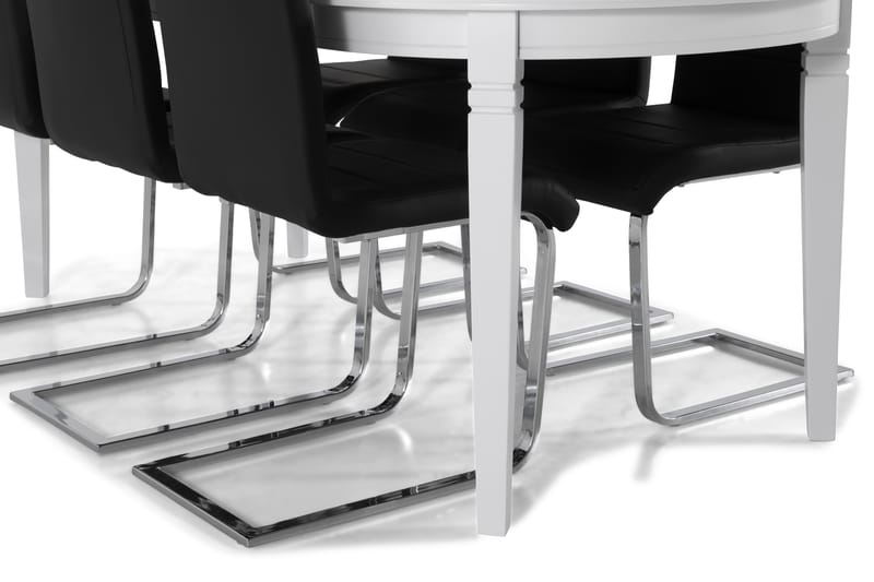 Läckö Spisebord 200 cm Oval - Hvid/Sort - Møbler - Borde - Spisebordssæt