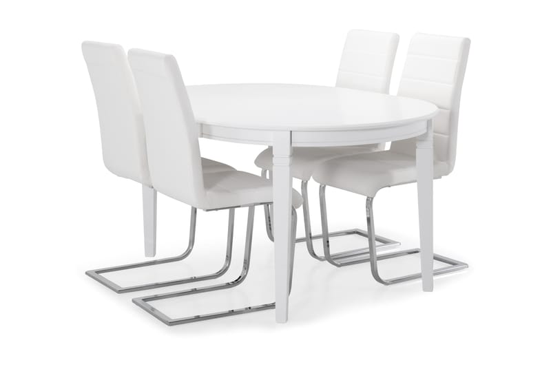 Läckö Spisebord med 4 stk Cibus Stole - Hvid - Spisebordssæt