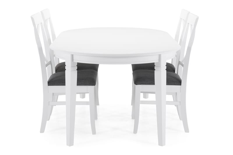 Läckö Spisebord med 4 stk Hartford Stole - Hvid - Spisebordssæt