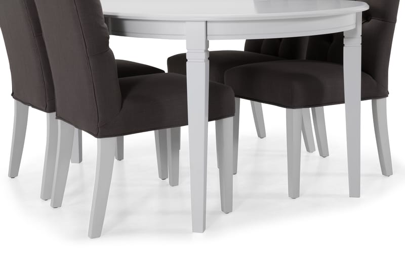 Läckö Spisebord med 4 stk Jenny Stole - Hvid/Mørkegrå - Spisebordssæt