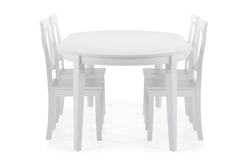 Läckö Spisebord med 4 stk Mirimar Stole - Hvid - Spisebordssæt