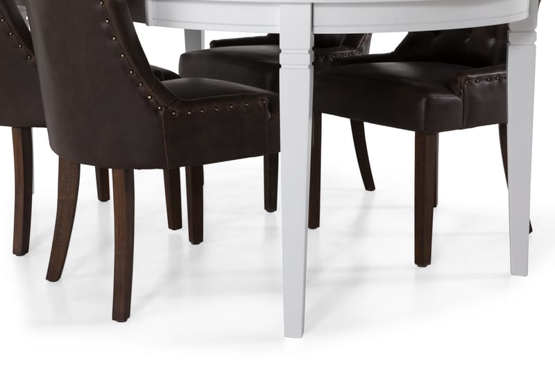 Läckö Spisebord med 4 stk Tuva Stole - Hvid/Brun - Spisebordssæt