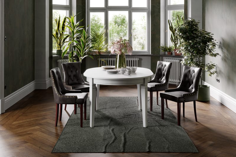 Läckö Spisebord med 4 stk Tuva Stole - Hvid/Brun - Spisebordssæt
