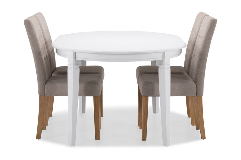 Läckö Spisebord med 4 stk Viktor Stole - Beige/Eg - Møbler - Borde - Spisebordssæt