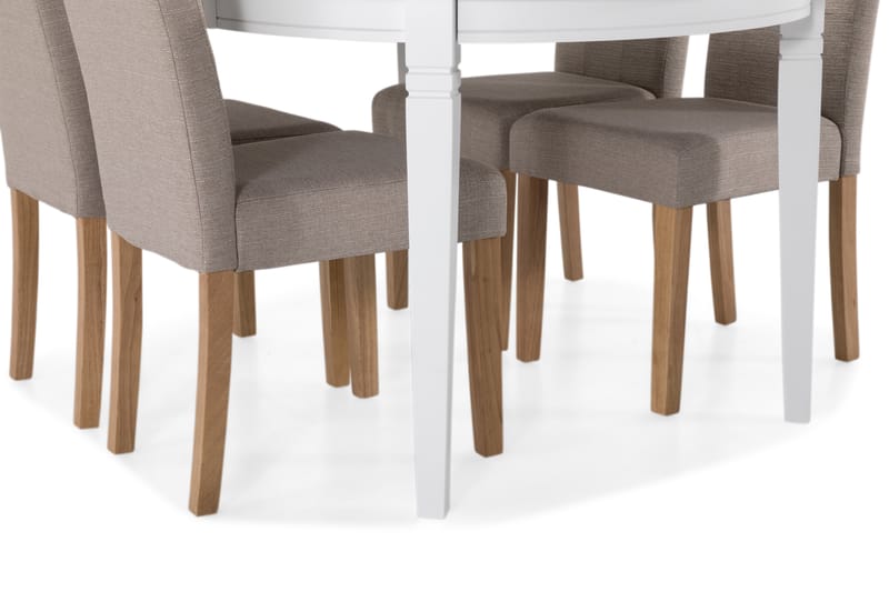 Läckö Spisebord med 4 stk Viktor Stole - Beige/Eg - Møbler - Borde - Spisebordssæt
