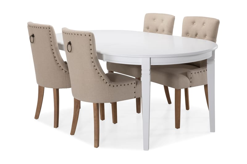 Läckö Spisebord med 4 stk Viktoria Stole - Beige - Møbler - Borde - Spisebordssæt