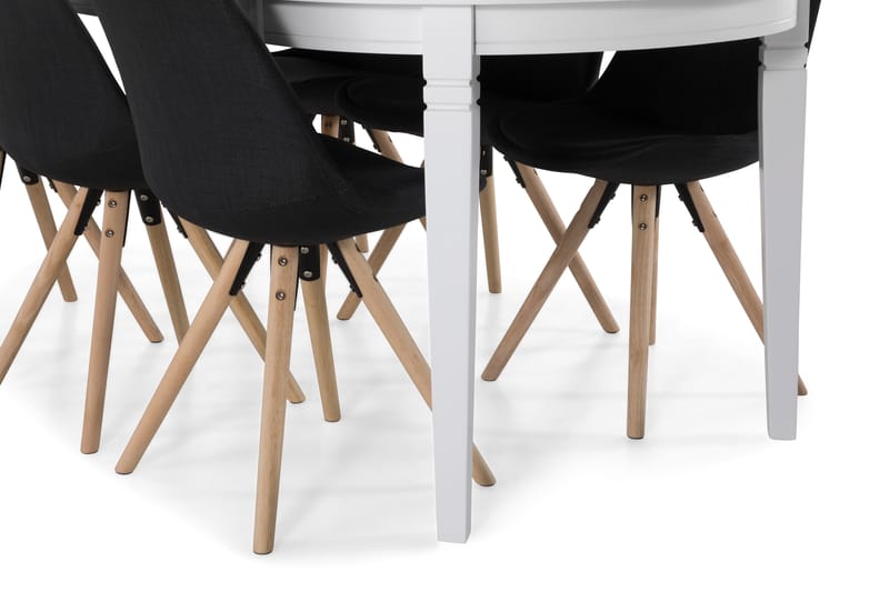 Läckö Spisebord med 6 stk Forum Stole - Hvid/Mørkegrå - Spisebordssæt