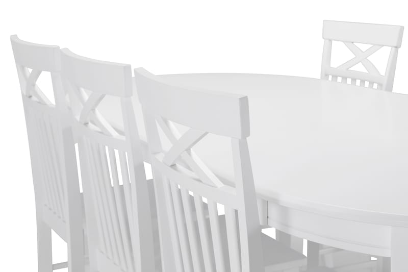 Läckö Spisebord med 6 stk Michigan Stole - Hvid - Spisebordssæt