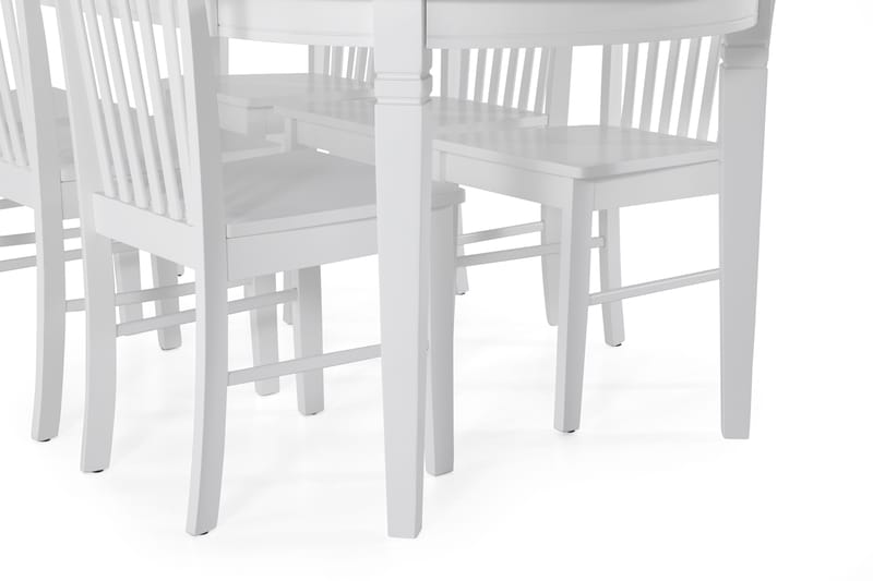 Läckö Spisebord med 6 stk Michigan Stole - Hvid - Spisebordssæt