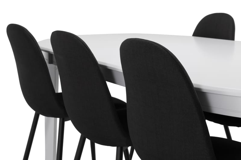 Läckö Spisebord med 6 stk Nibe Stole - Hvid/Sort - Spisebordssæt