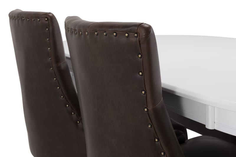 Läckö Spisebord med 6 stk Tuva Stole - Hvid/Brun - Spisebordssæt