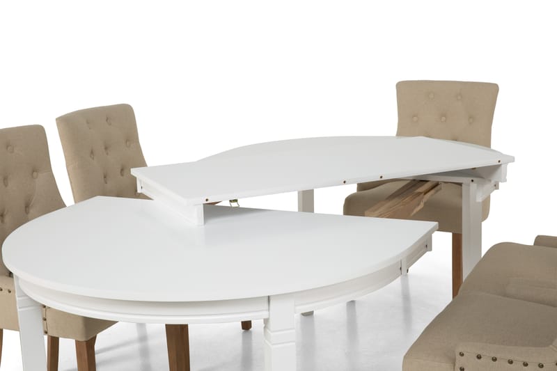 Läckö Spisebordssæt Hvid - 6 Viktoria stole - Spisebordssæt