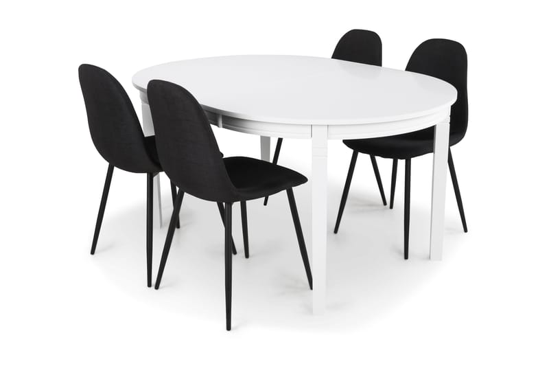 Läckö Spisebordssæt med 4 Nibe Stole - Hvid/Sort - Spisebordssæt