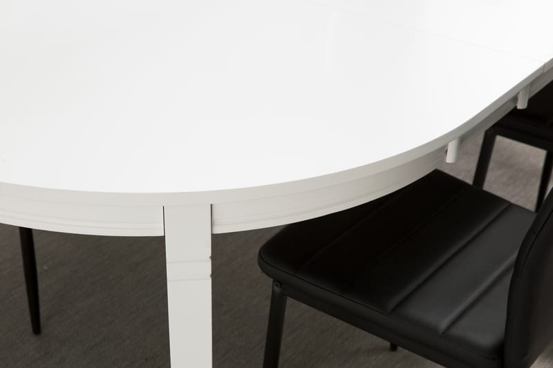 Läckö Spisebordssæt med 4 Ted Stole - Hvid/Sort - Spisebordssæt