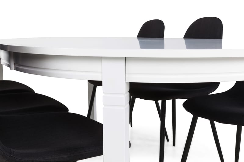 Läckö Spisebordssæt med 6 Nibe Stole - Hvid/Sort - Spisebordssæt