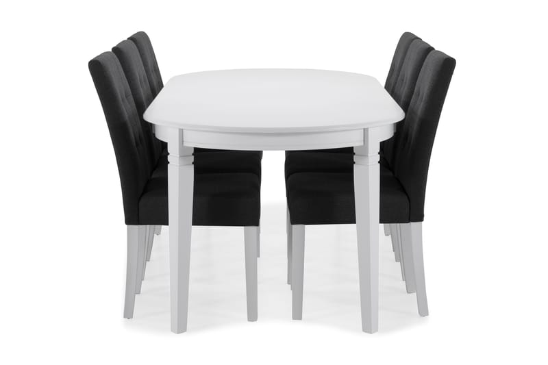 Läckö Spisebordssæt med 6 stk Viktor Stole - Mørkegrå/Hvid - Spisebordssæt