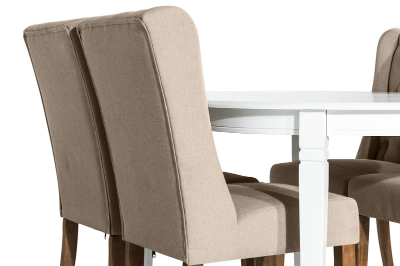 Läckö Spisebordssæt Udvideligt med 4 Irma Stole - Hvid/Beige - Møbler - Borde - Spisebordssæt