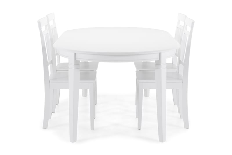 Läckö Udvideligt Spisebord 150 cm Oval - Hvid - Spisebordssæt