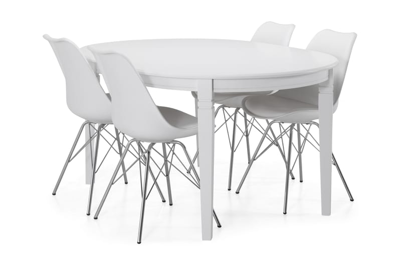 Läckö Udvideligt Spisebord 150 cm Oval - Hvid - Møbler - Borde - Spisebordssæt