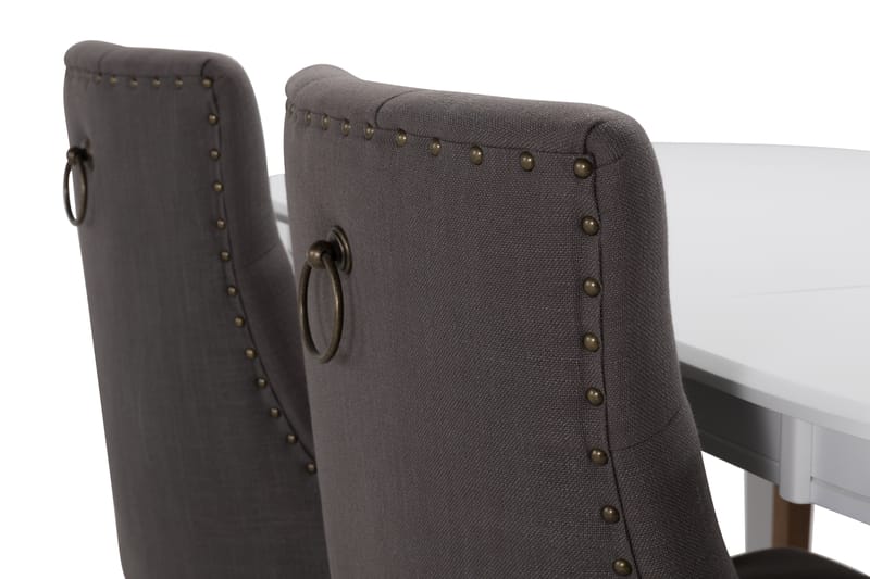 Läckö Udvideligt Spisebord 150 cm Oval - Hvid/Beige/Grå - Møbler - Borde - Spisebordssæt