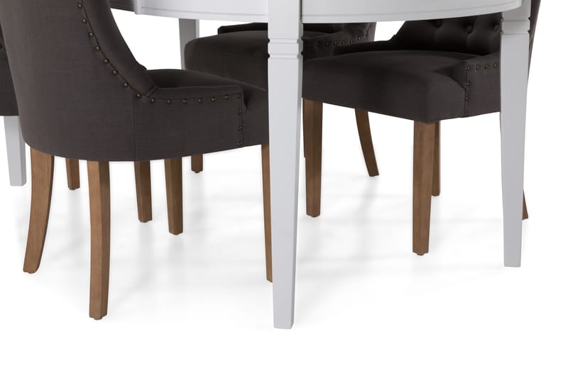 Läckö Udvideligt Spisebord 150 cm Oval - Hvid/Beige/Grå - Spisebordssæt