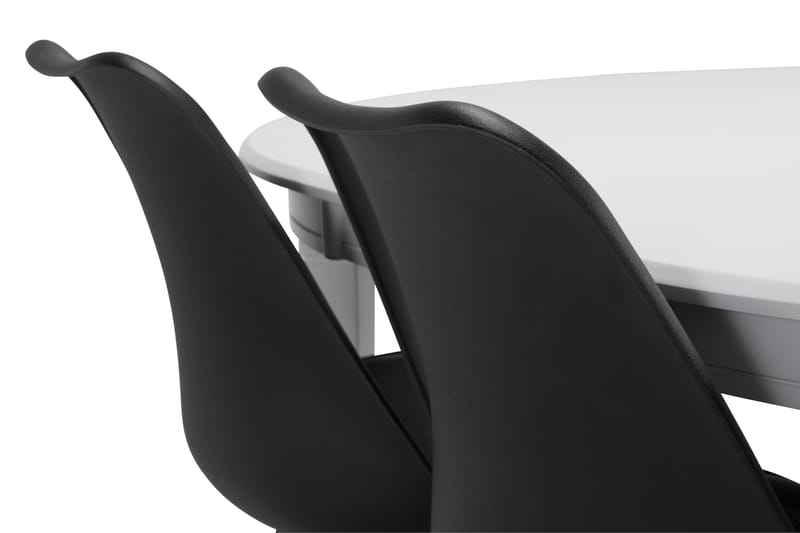 Läckö Udvideligt Spisebord 150 cm Oval - Hvid/Sort - Møbler - Borde - Spisebordssæt