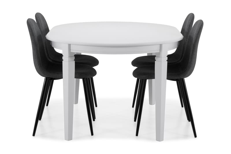 Läckö Udvideligt Spisebord 150 cm Oval - Hvid/Sort - Møbler - Borde - Spisebordssæt