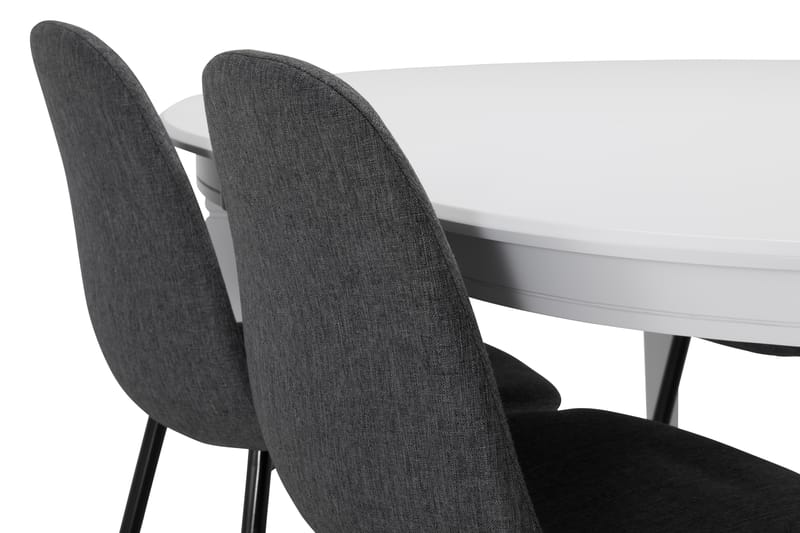 Läckö Udvideligt Spisebord 150 cm Oval - Hvid/Sort - Møbler - Borde - Spisebordssæt