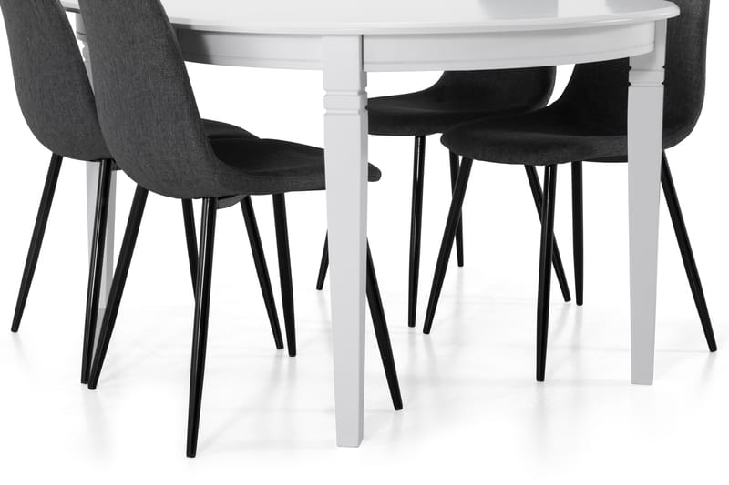 Läckö Udvideligt Spisebord 150 cm Oval - Hvid/Sort - Møbler - Borde - Spisebordssæt