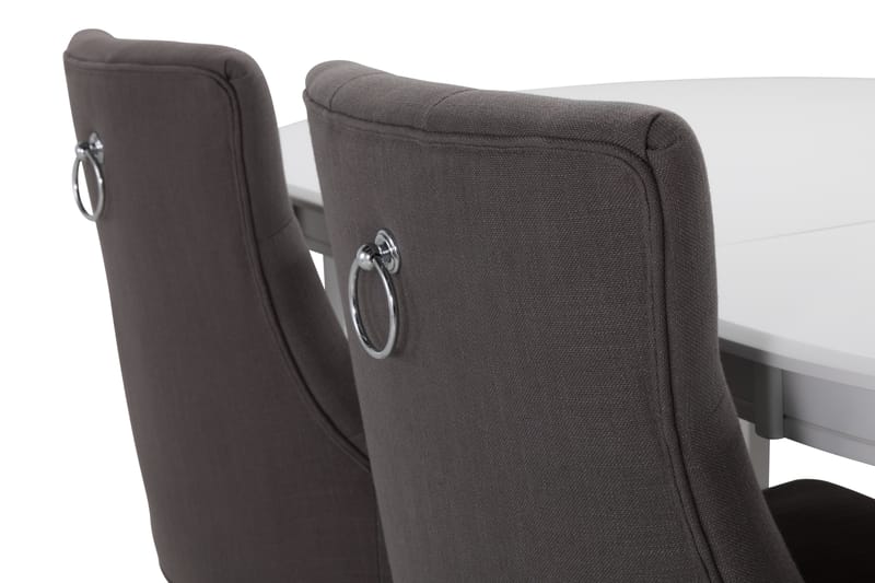 Läckö Udvideligt Spisebord 150 cm Oval - Hvid/Sort/Grå - Møbler - Borde - Spisebordssæt