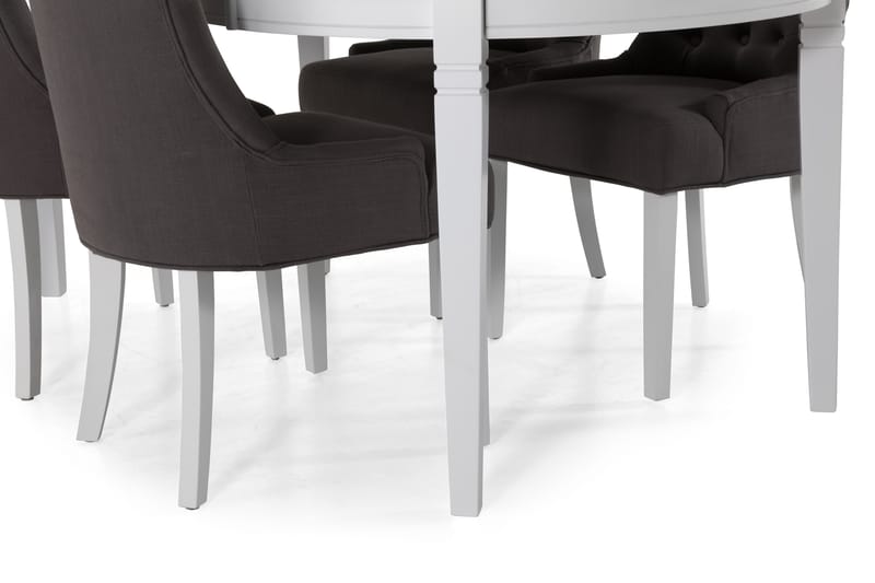 Läckö Udvideligt Spisebord 150 cm Oval - Hvid/Sort/Grå - Spisebordssæt