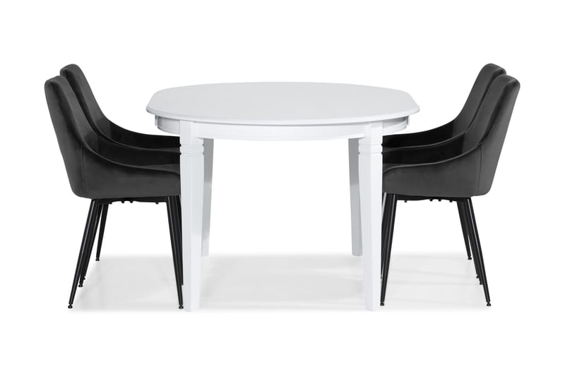 Läckö Udvideligt Spisebordssæt med 4 Alsarp Stol - Hvid/Grå - Spisebordssæt