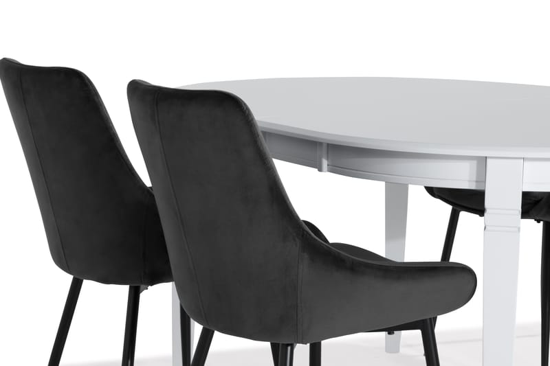 Läckö Udvideligt Spisebordssæt med 4 Alsarp Stol - Hvid/Grå - Spisebordssæt
