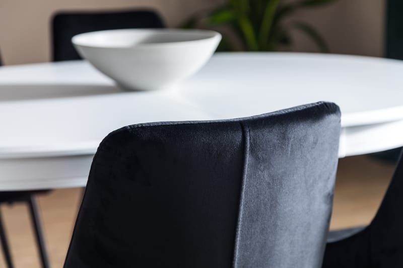 Läckö Udvideligt Spisebordssæt med 4 Alsarp Stol - Hvid/Sort - Spisebordssæt
