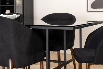 Spisebordssæt Leria 200 cm inkl. 6 Kullersbro stole - Glas/Sort/Brun - Møbler - Borde - Spisebordssæt