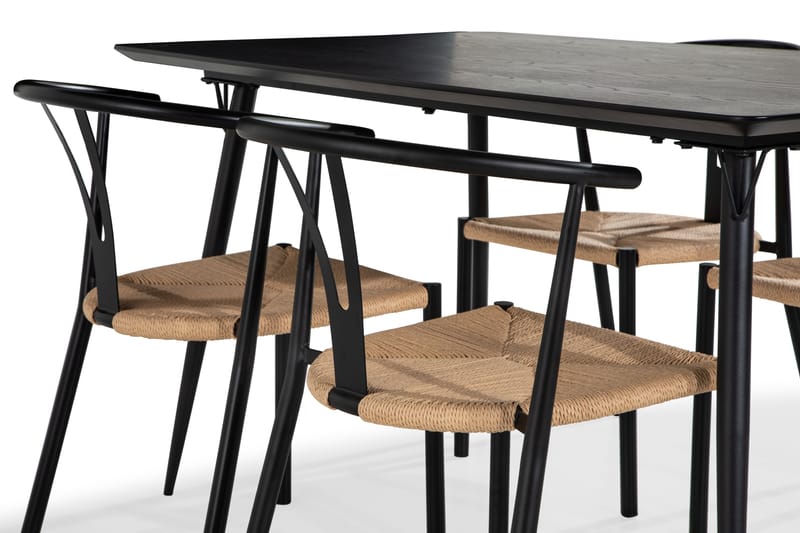 Lilo Spisebord 140 cm med 4 Elysia Spisebordsstole Stål - Spisebordssæt