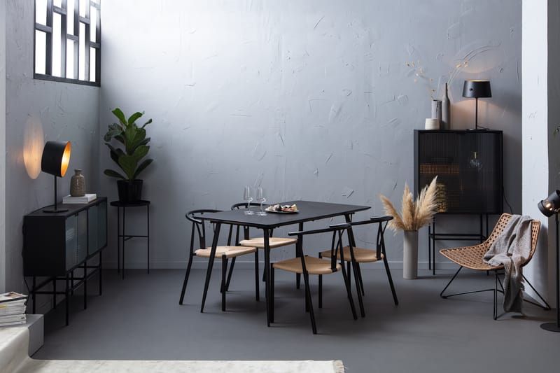 Lilo Spisebord 140 cm med 4 Elysia Spisebordsstole Stål - Spisebordssæt