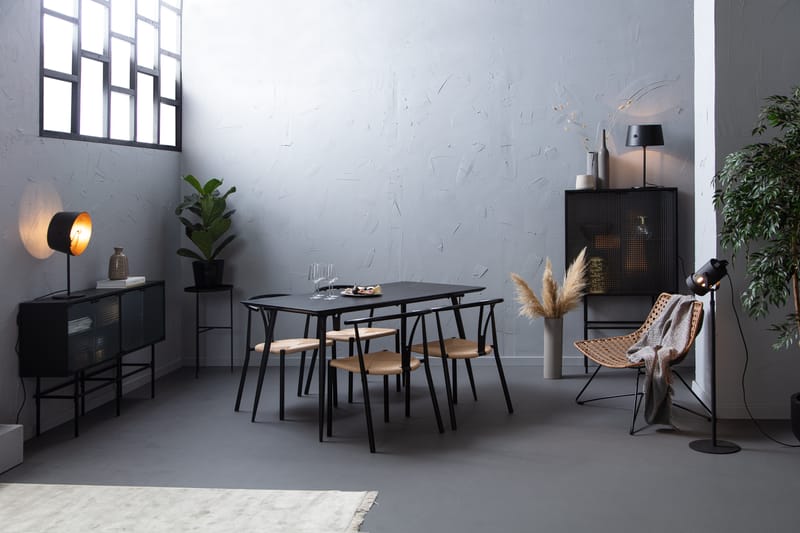 Lilo Spisebord 140 cm med 4 Elysia Spisebordsstole Stål - Møbler - Borde - Spisebordssæt