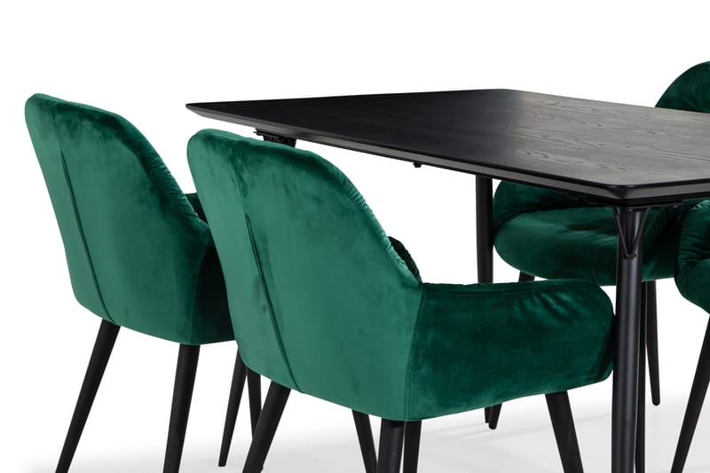 Lilo Spisebord 140 cm med 4 Giovanni Spisebordsstole Velour - Spisebordssæt