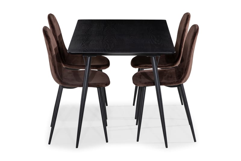 Lilo Spisebord 140 cm med 4 Nibe Spisebordsstole Velour - Spisebordssæt