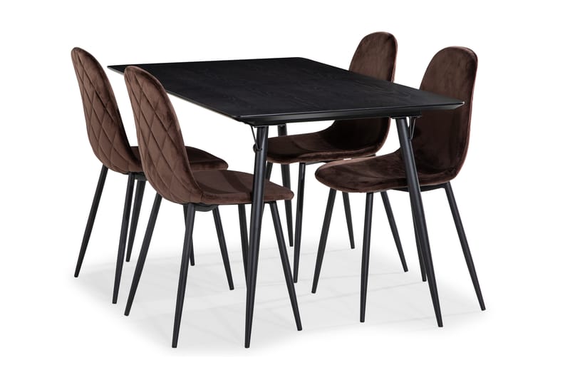 Lilo Spisebord 140 cm med 4 Nibe Spisebordsstole Velour - Spisebordssæt