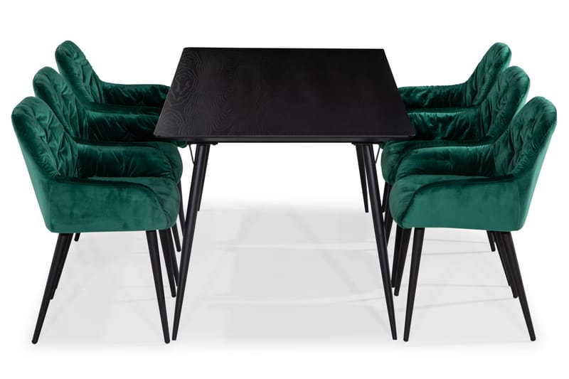 Lilo Spisebord 180 cm med 6 Giovanni Spisebordsstole Velour - Spisebordssæt